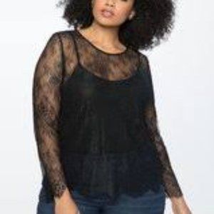 Eloquii Black Lace Long Sleeve Top NWT size 20